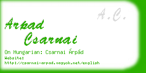 arpad csarnai business card